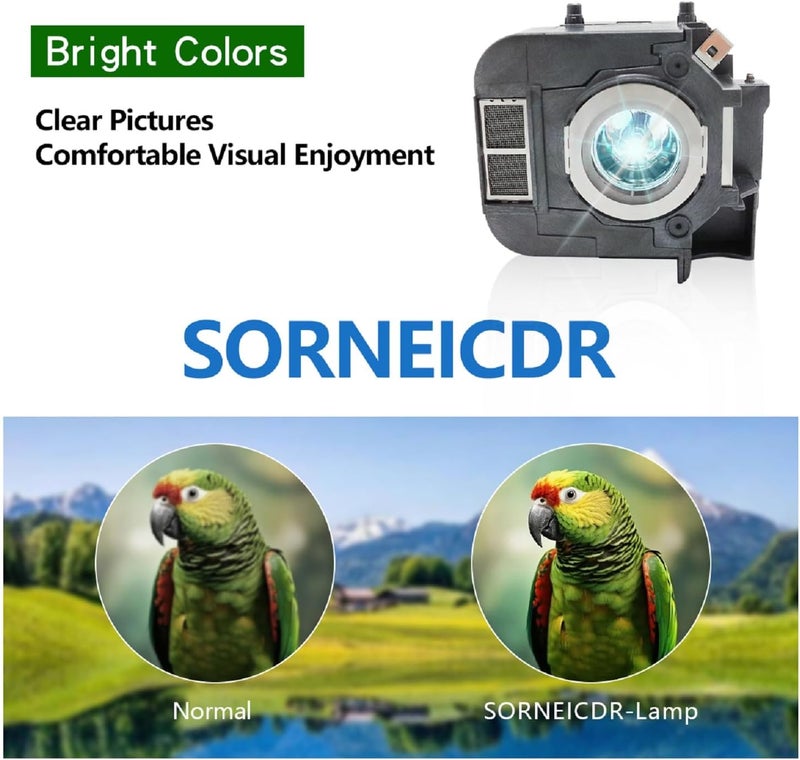 SORNEICDR مصباح بديل ELP LP50 لجهاز العرض متوافق مع إبسون EB-824 EB-825 EB-826W EB-84 EB-84e EB-84he EB-85 EMP-825 EMP-84he PowerLite 826 EB-84H EB-84EDU، مع هيكل - Image 3
